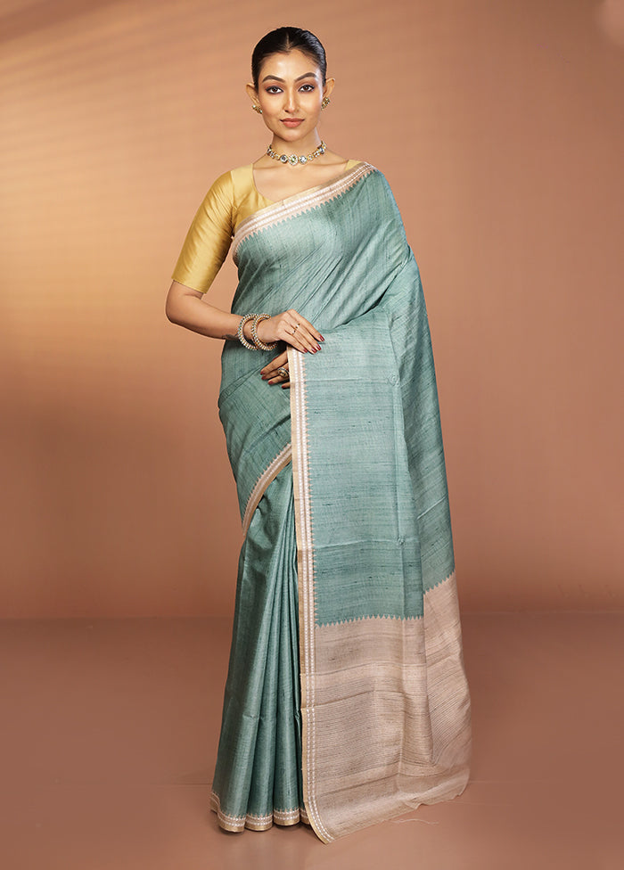 Green Printed Pure Silk Saree Without Blouse Piece