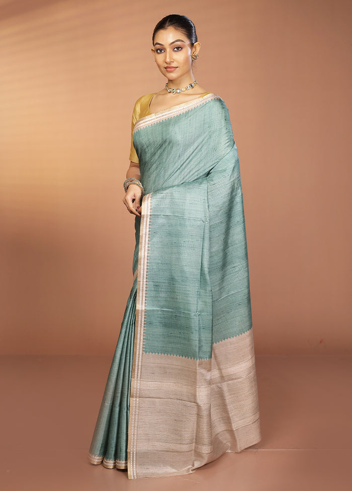 Green Printed Pure Silk Saree Without Blouse Piece