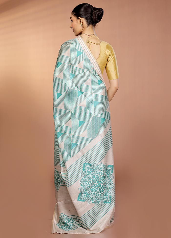 Green Printed Pure Silk Saree Without Blouse Piece