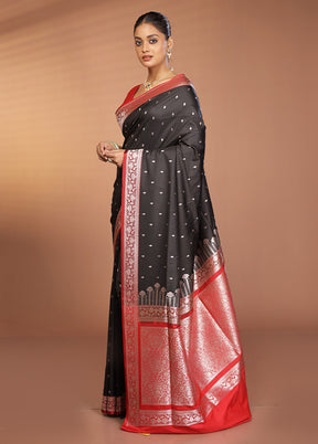 Black Banarasi Silk Saree With Blouse Piece