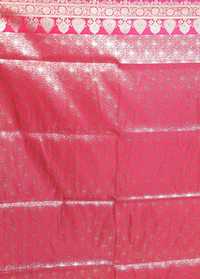 Pink Banarasi Silk Saree With Blouse Piece
