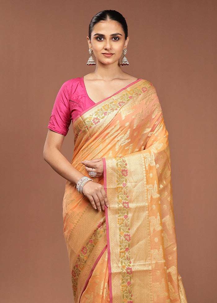 Yellow Cotton Saree With Blouse Piece