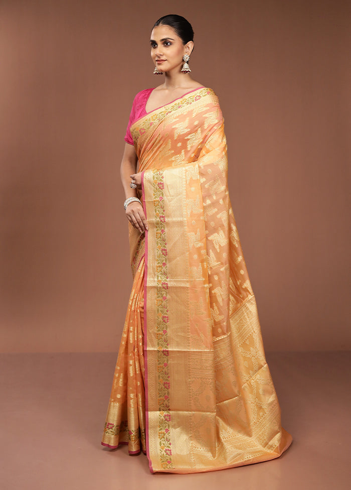 Yellow Cotton Saree With Blouse Piece