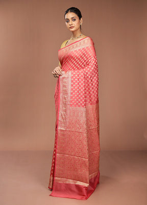 Pink Pure Cotton Saree With Blouse Piece