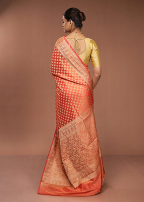 Orange Pure Cotton Saree With Blouse Piece
