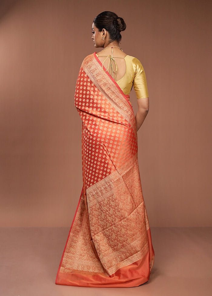Orange Pure Cotton Saree With Blouse Piece