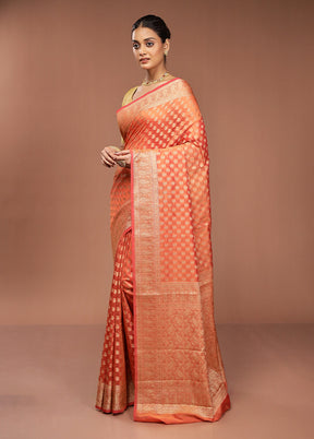 Orange Pure Cotton Saree With Blouse Piece