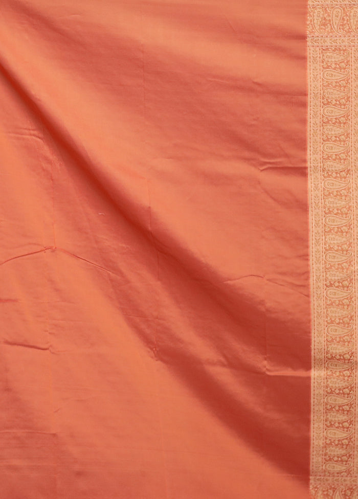 Orange Pure Cotton Saree With Blouse Piece