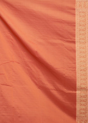 Orange Pure Cotton Saree With Blouse Piece