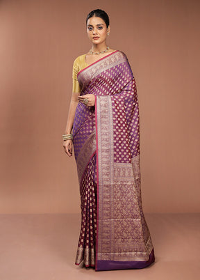 Purple Pure Cotton Saree With Blouse Piece