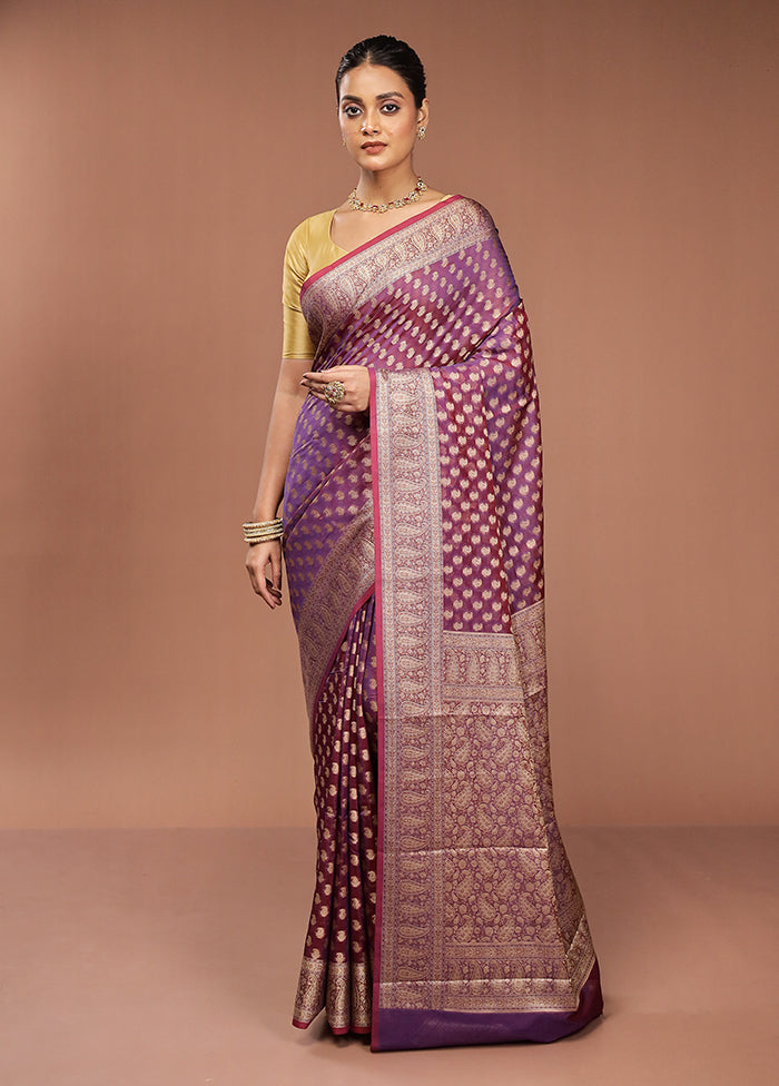 Purple Pure Cotton Saree With Blouse Piece