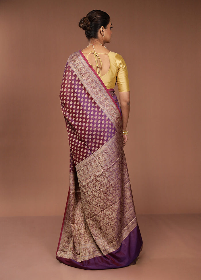 Purple Pure Cotton Saree With Blouse Piece