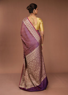 Purple Pure Cotton Saree With Blouse Piece