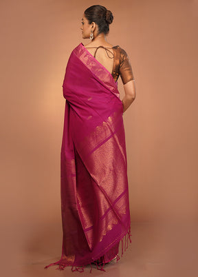 Pink Matka Silk Saree With Blouse Piece