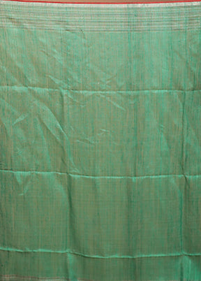 Green Handloom Matka Pure Silk Saree With Blouse Piece
