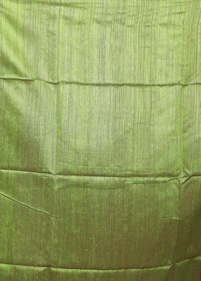 Green Handloom Matka Pure Silk Saree With Blouse Piece