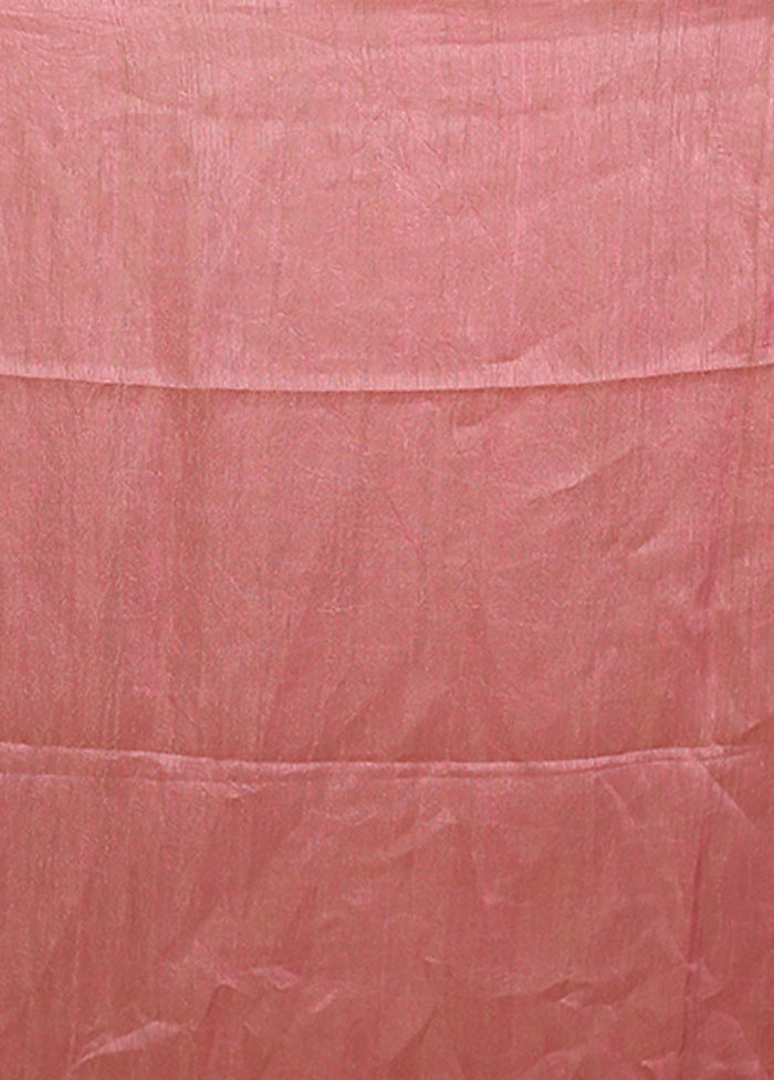 Pink Handloom Matka Pure Silk Saree With Blouse Piece