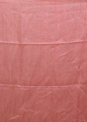 Pink Handloom Matka Pure Silk Saree With Blouse Piece