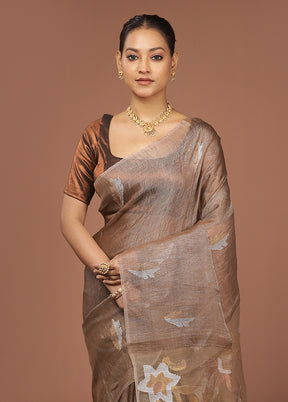 Cream Handloom Matka Pure Silk Saree With Blouse Piece