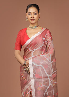 Pink Handloom Matka Pure Silk Saree With Blouse Piece