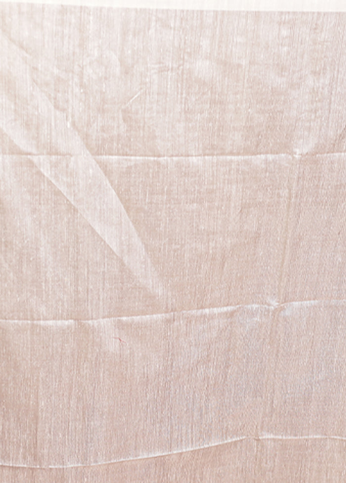 White Handloom Matka Pure Silk Saree With Blouse Piece