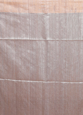 Grey Handloom Matka Pure Silk Saree With Blouse Piece