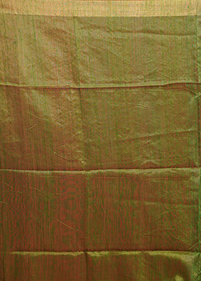 Green Handloom Matka Pure Silk Saree With Blouse Piece