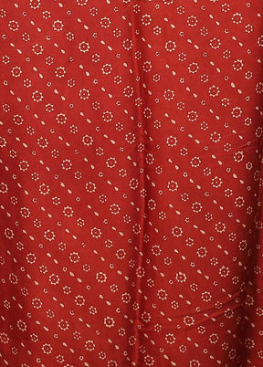 Maroon Printed Pure Silk Saree Without Blouse Piece