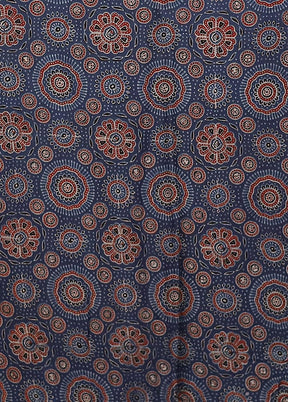 Blue Printed Silk Saree Without Blouse Piece