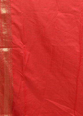 Red Dupion Silk Saree With Blouse Piece