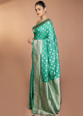 Green Dupion Silk Saree With Blouse Piece