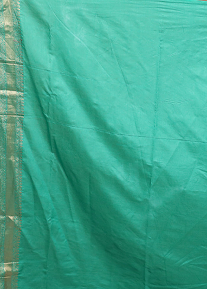 Green Dupion Silk Saree With Blouse Piece