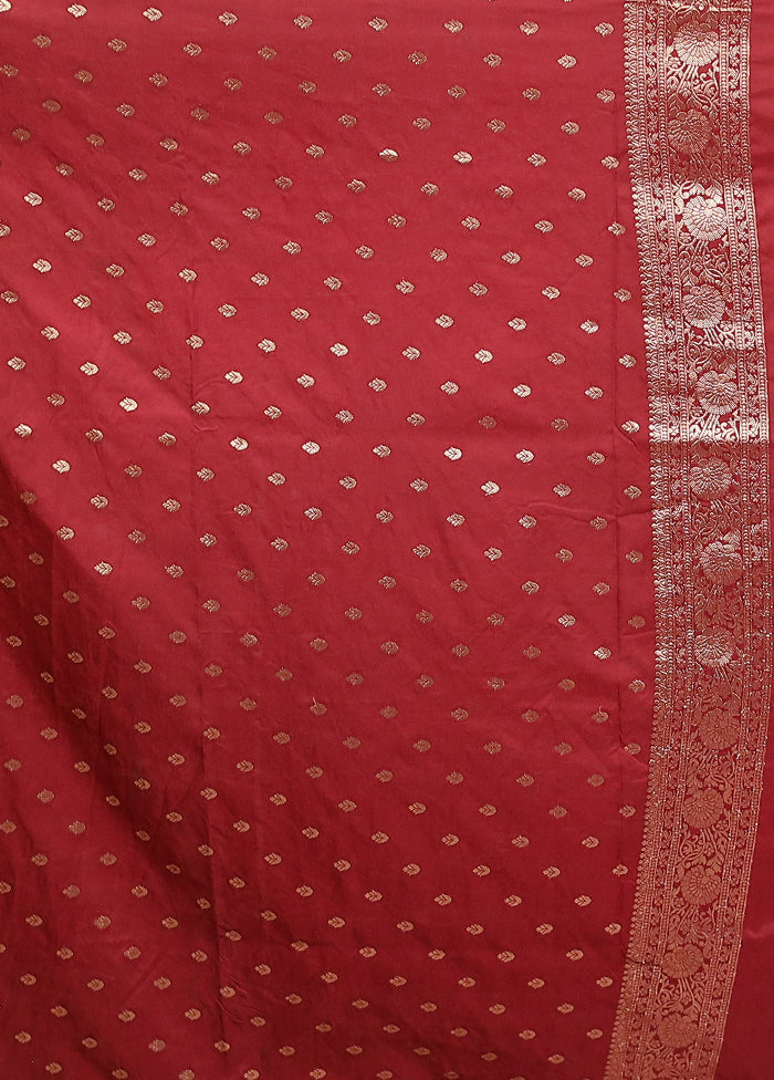 Maroon Dupion Silk Saree With Blouse Piece