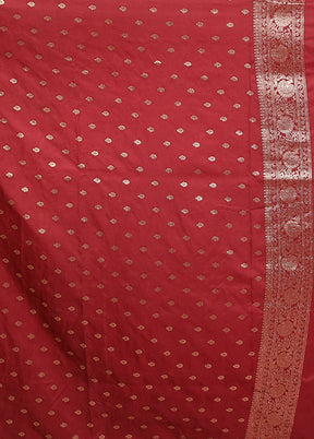 Maroon Dupion Silk Saree With Blouse Piece