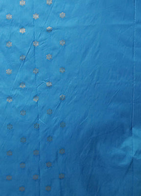 Blue Dupion Silk Saree With Blouse Piece