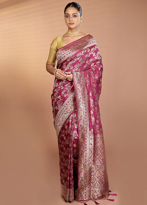 Purple Dupion Silk Saree With Blouse Piece