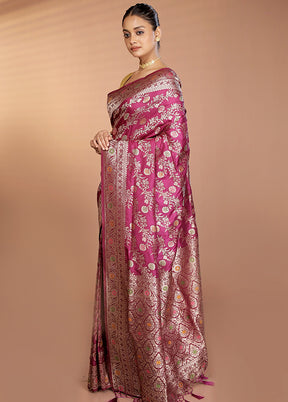 Purple Dupion Silk Saree With Blouse Piece