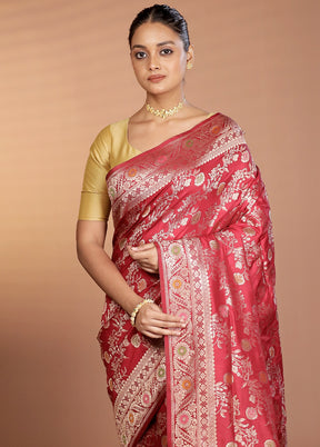 Maroon Dupion Silk Saree With Blouse Piece