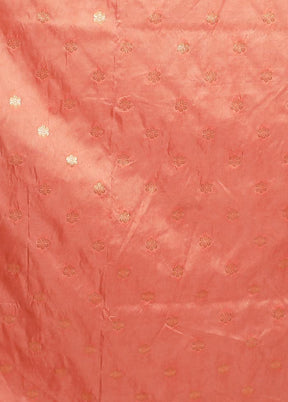Peach Dupion Silk Saree With Blouse Piece