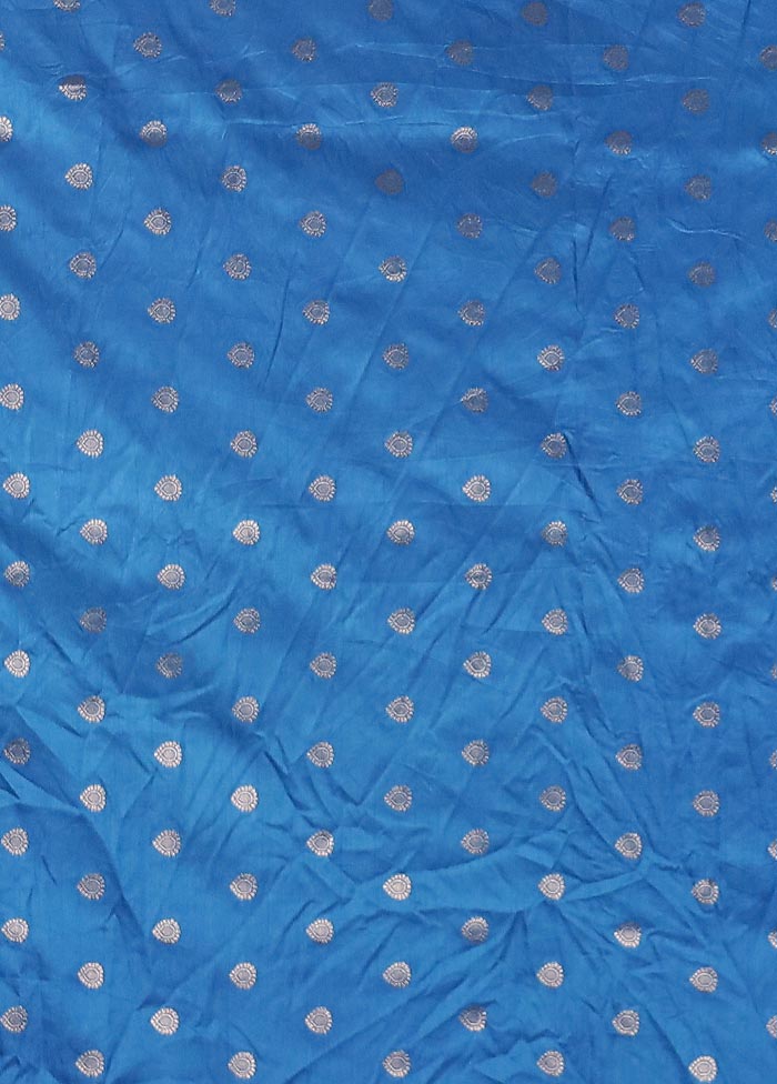 Blue Dupion Silk Saree With Blouse Piece