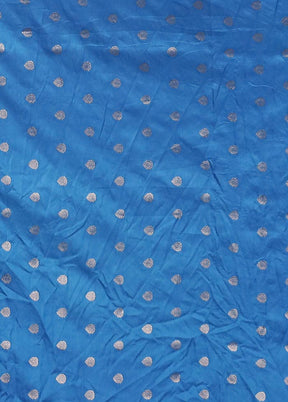 Blue Dupion Silk Saree With Blouse Piece
