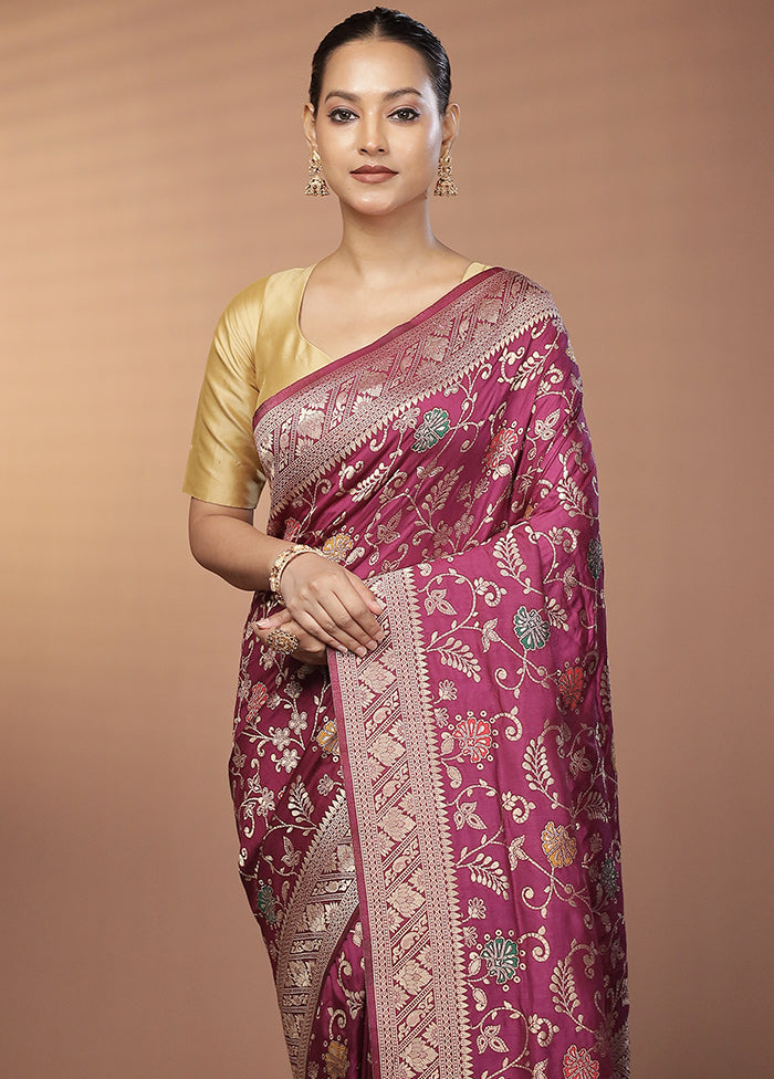 Purple Dupion Silk Saree With Blouse Piece