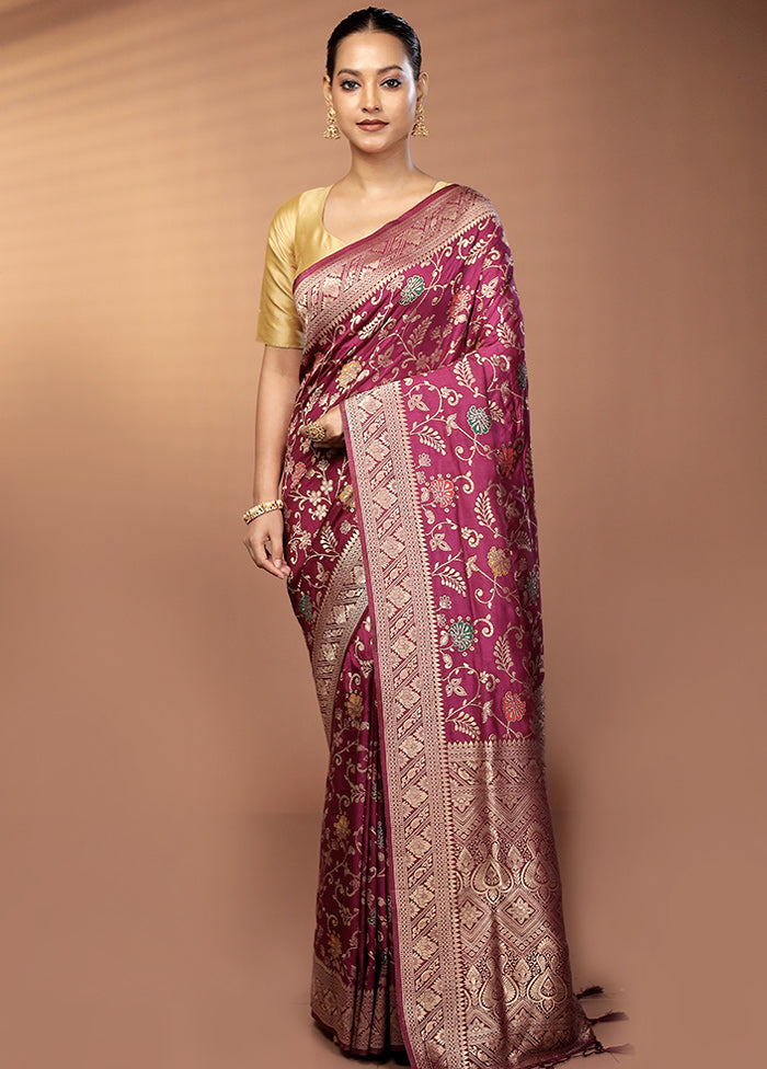 Purple Dupion Silk Saree With Blouse Piece