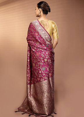 Purple Dupion Silk Saree With Blouse Piece