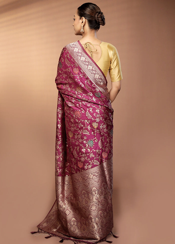 Purple Dupion Silk Saree With Blouse Piece