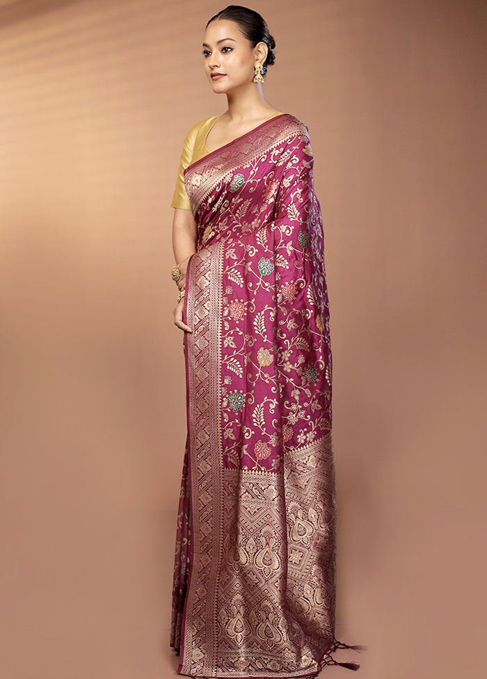 Purple Dupion Silk Saree With Blouse Piece