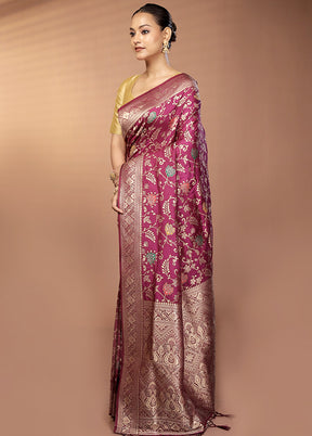 Purple Dupion Silk Saree With Blouse Piece