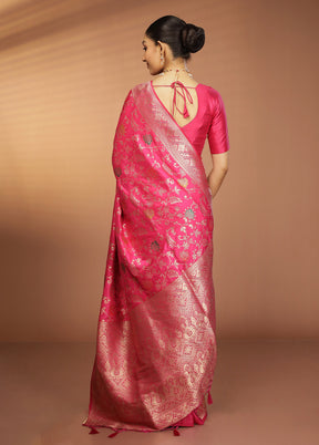 Pink Dupion Silk Saree With Blouse Piece