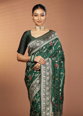 Green Dupion Silk Saree With Blouse Piece