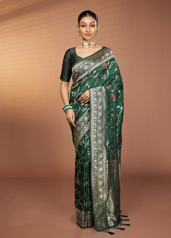 Green Dupion Silk Saree With Blouse Piece